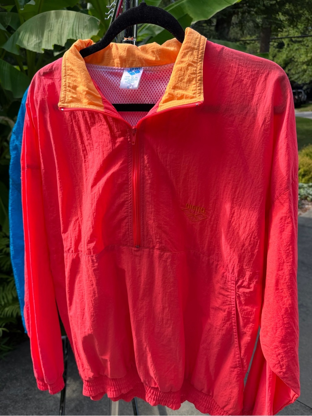 Unisex 1990s Vintage Unisex Arena 1/4 Zip Nylon Windbreaker - Size Large